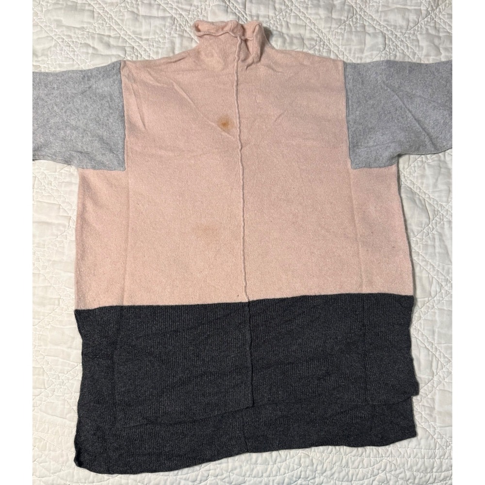 M&S Autograph Cashmere Sweater Pink Grey Colorblock Turtleneck Womens Medium